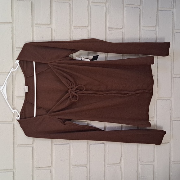 Melrose And Market Brown Tie Front Long Sleeve Top. Size Medium NWT - Picture 9 of 9